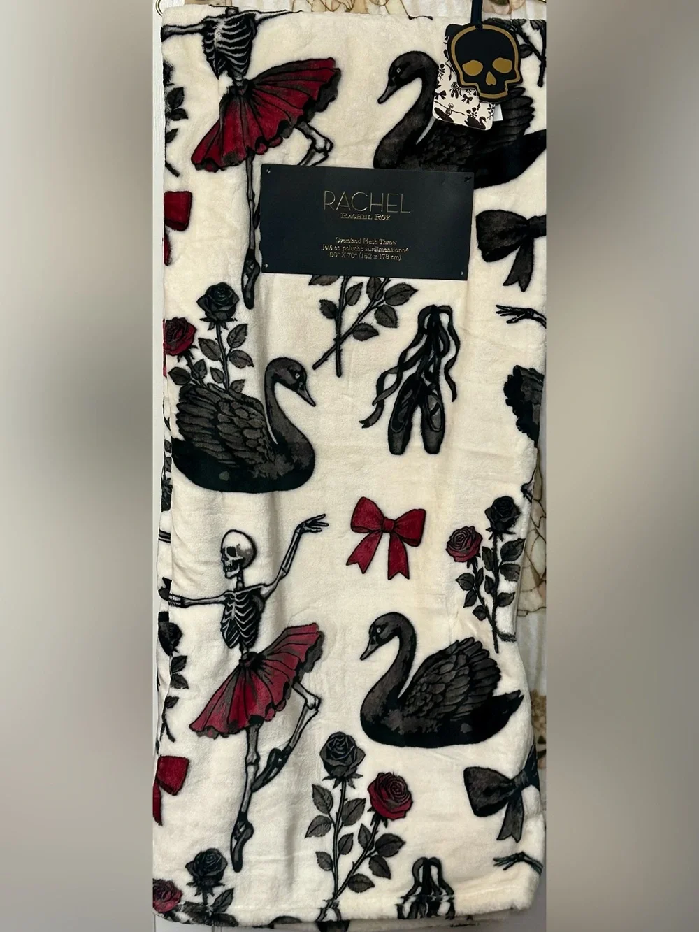RACHEL Rachel Roy Halloween skeleton ballerina oversized plush throw